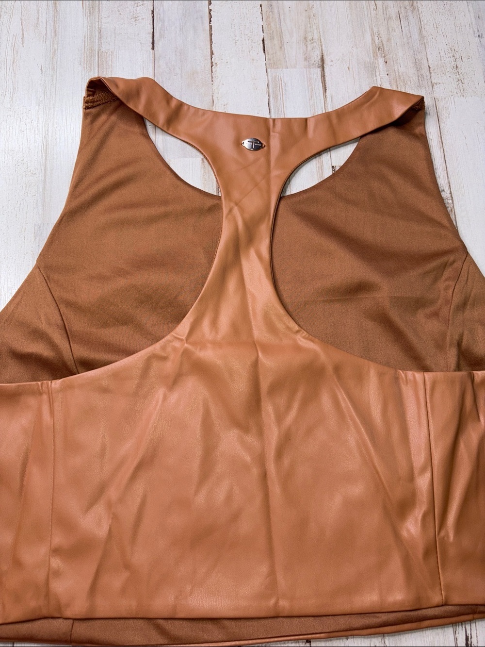 Tarhari Sport Faux Leather Racerback Bralette - Brown Size 3X NWT - Picture 8 of 12
